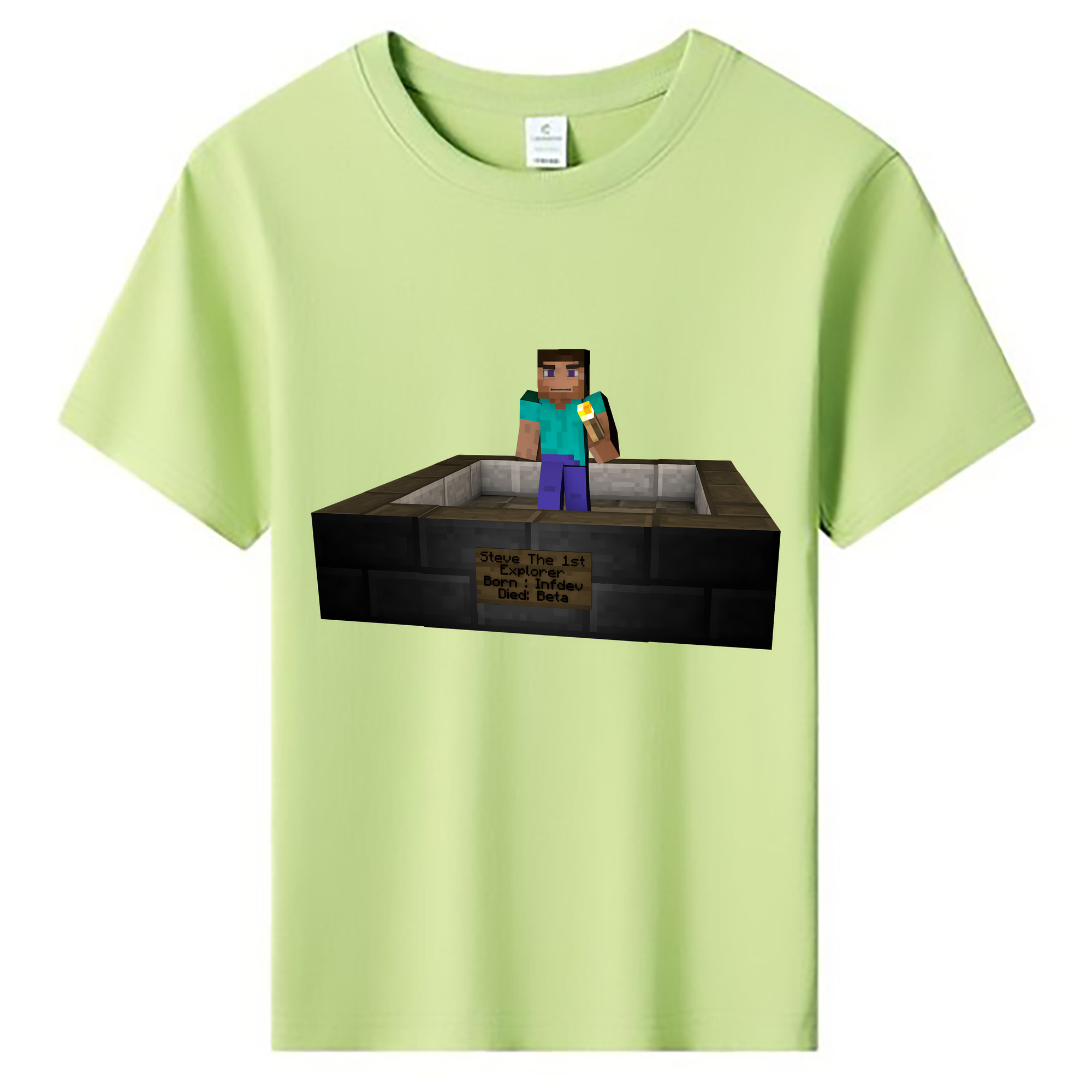 （画像用） マインクラフト ブロックの世界 Minecraft MC Block world 綿100％キッズTシャツ（フロントプリント）